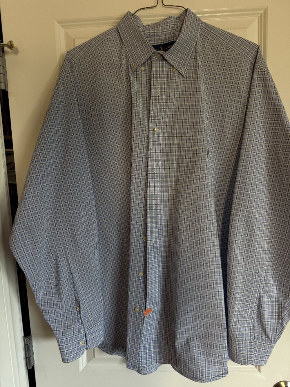 Polo Men Dress Shirt - Small Blue Plaid - 2XB